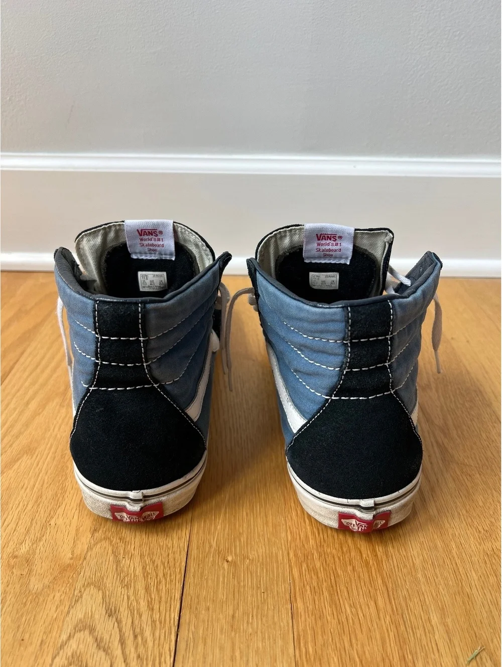 Vans Sk8-Hi Black Navy Blue High Top Skate Shoes Men’s Size 11 Damaged Toe